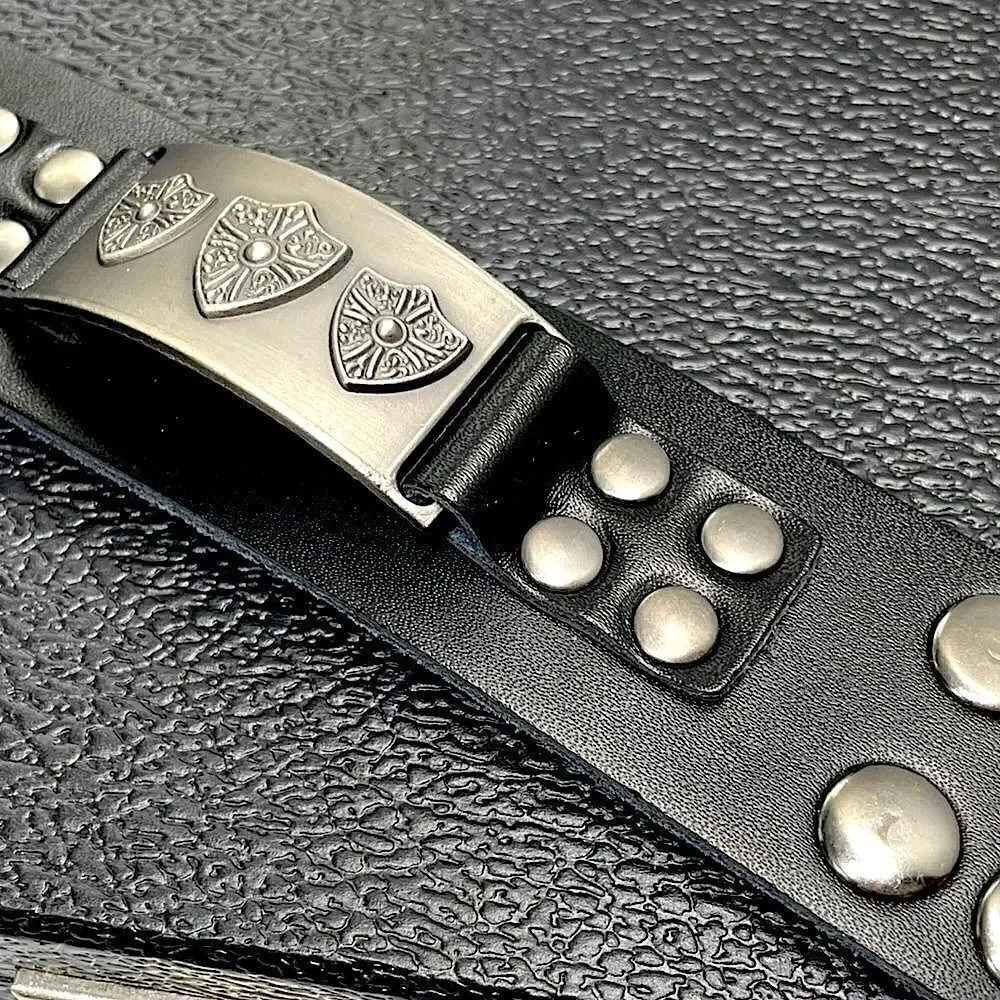 Men’s Shield Leather Band l Bracelet l Unisex l New